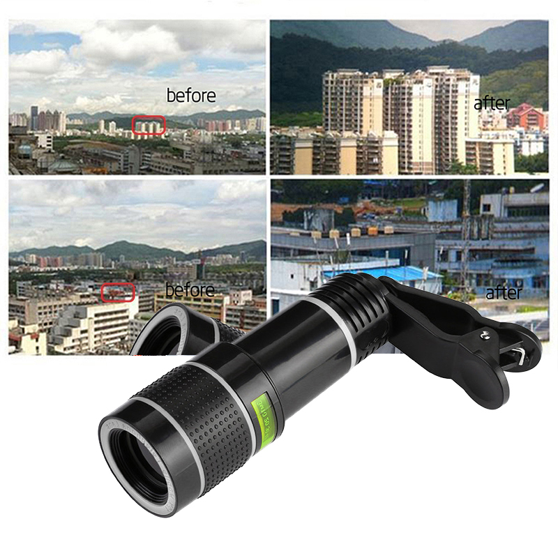 Universal 20x zoom telephoto lens external mobile phone camera lens lens telescope mobile phone holder with smartphone clip