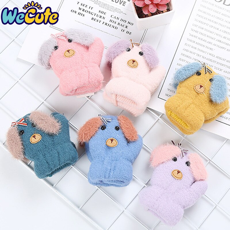 Wecute nuevos guantes para niños invierno de lana de doble capa más terciopelo engrosamiento lindo guantes calientes para bebés guantes para niños