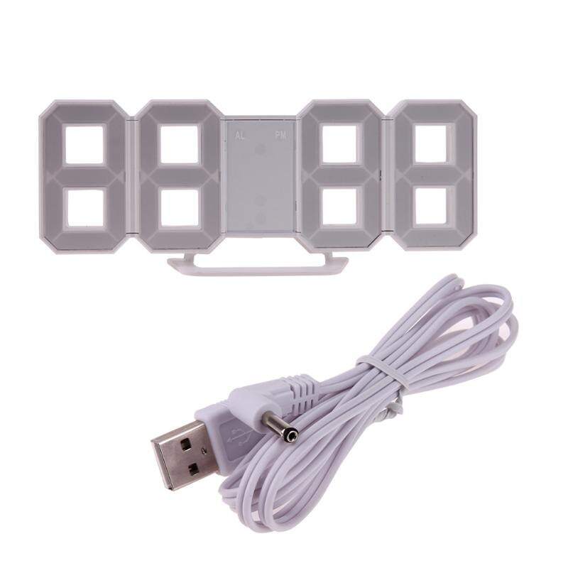 8 Shaped Usb Digital Table Clocks Wall Clock Led Time Display Watches 24-Hour Display Alarm Snooze Home Decoration