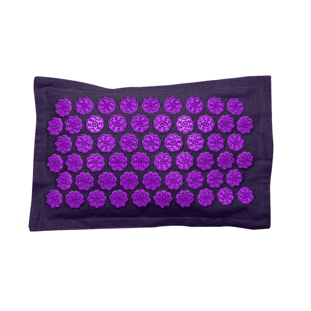Lotus Acupressure Mat Set Back Body Massage Mat with Pillow Coconut Fiber Pain Relief Shiatsu Massage Cushion Yoga Mat Spike: Purple Pillow 02