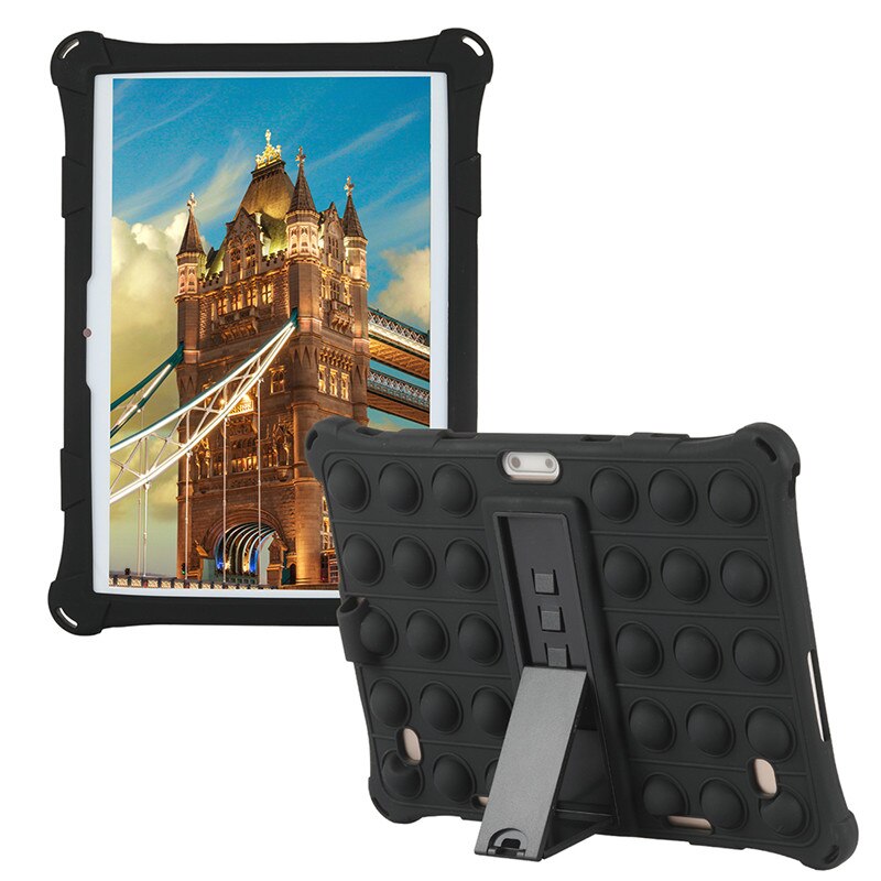 Funda Universal de silicona suave para niños, protector a prueba de golpes para Tablet PC Android de 10,1 pulgadas, 24x17cm, 10,1 pulgadas, 3G/4G, bolígrafo y correa: Black