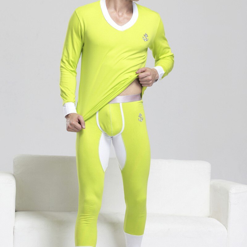 Bomull långkalsonger termounderkläder leggings heren vinter undergoed blusa termica masculina segunda pele termica homem moto: Ljusgrön / M
