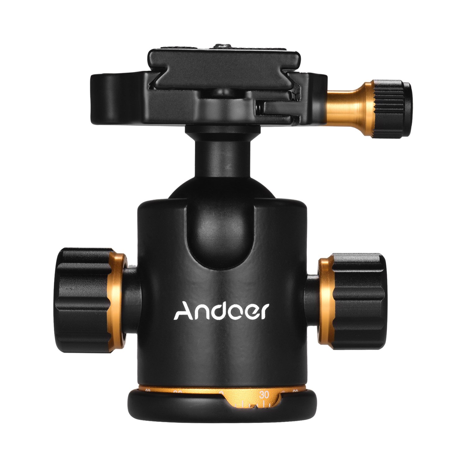 Andoer-trípode panorámico de aleación de aluminio, adaptador de montaje de cabeza esférica, rotación de 360 grados + placa QR, capacidad de carga de 3kg/6.6lbs