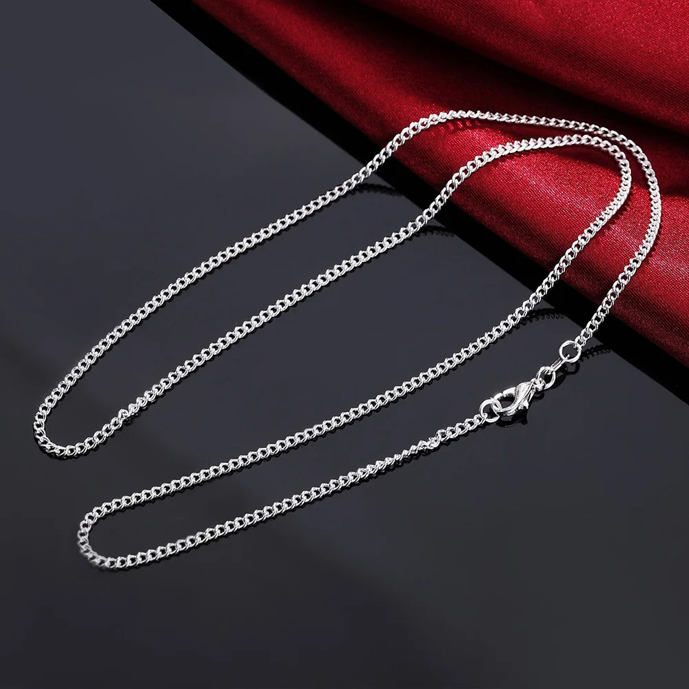 925 Sterling Zilveren Ketting 16/18/20/22/24/26/28/30 Inches 2 MM String Chain Voor Vrouwen Mannen Sieraden