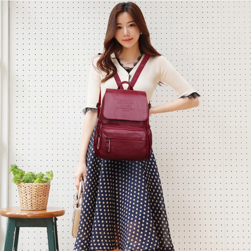 Lanières de luxe femmes sacs à dos de en cuir PU sac à dos femme sacs d'école pour fille grande capacité voyage Ba