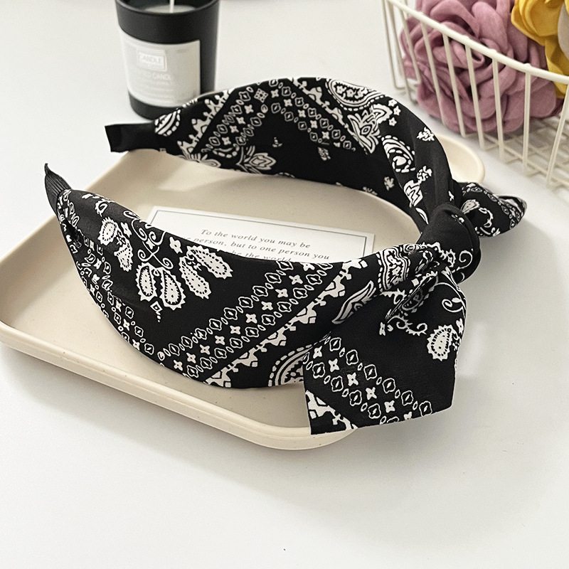 Paisley bandana hårbånd til kvinder topknyttet sløjfe pandebånd sød kaninøre turban hovedbind hårbånd pigetilbehør: Rød