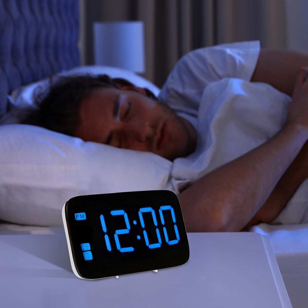 Voice-activated Alarm Clock LED Digital Display with Separate Snooze Button 12/24 Hour Setting USB Rechargeable for Bedroom