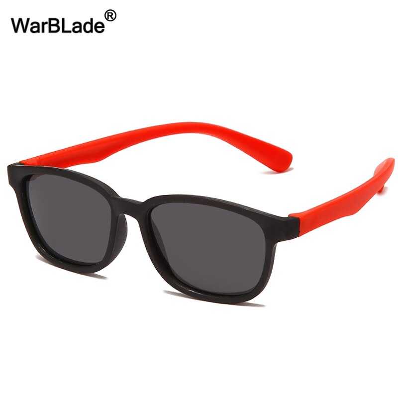 Warblade Gepolariseerde Kids Zonnebril Vierkante Siliconen Flexibele Kinderen Jongens Meisjes Zonnebril Baby Shades Eyewear UV400 Oculos: black red