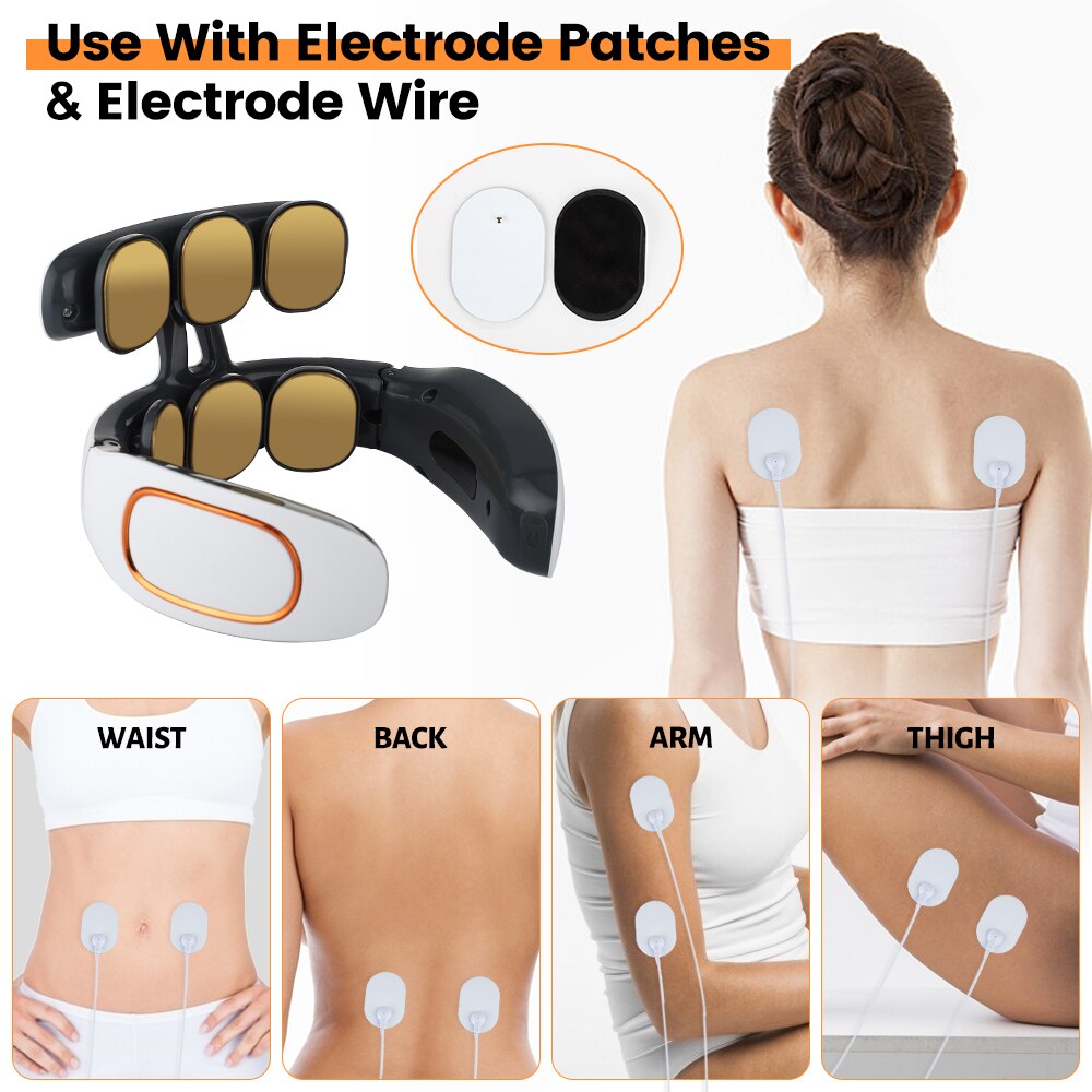 Smart EMS 6 Heads Neck Massager Shoulder Cervical Massager Micro-current Electric Compress Pulse Neck Protector Pain Relieve