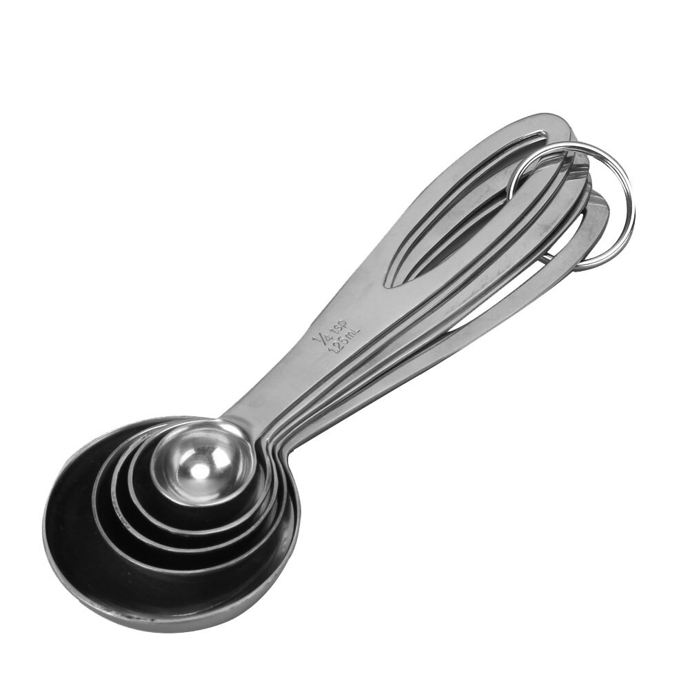 5pcs/Set Stainless Steel Silver Measuring Spoons Cups Tea Coffee Scoops Kitchen Utensil Tool 5 Sizes 1.25/2.5/5/7.5/15ml