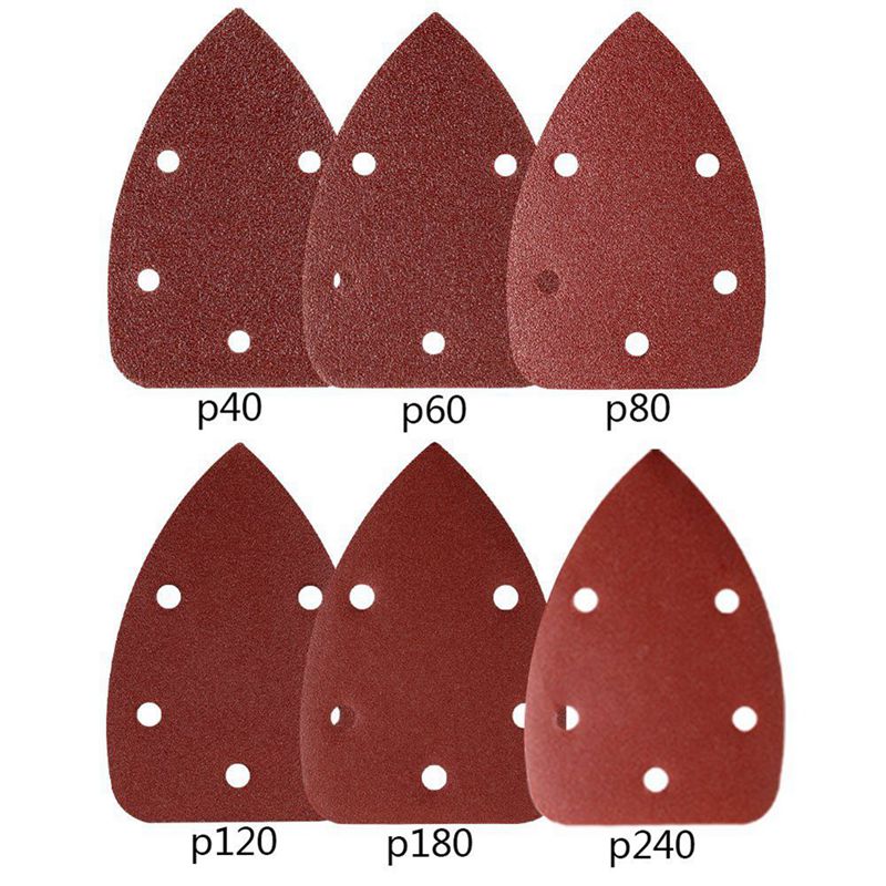 Gibolin Mouse Detail Sander Sandpaper – 120-Piece 40-800 Grit Hook & Loop 5-Hole Sanding Pads For Palm Sander, Wood, Metal, Plastic