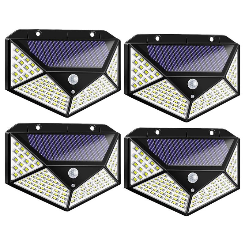 1/2/4pcs Power Light Outdoor 100LED PIR Motion Sensor Wall Light Lantern Waterproof Yard Security Lamp Garden Yard Drivew: 4PCS White light