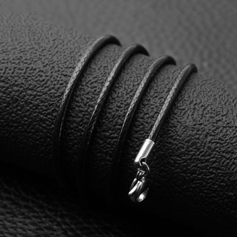 1.5 Mm 2 Mm Black Waxed Lederen Verstelbare Gevlochten Touw Kettingen & Hanger Charms Bevindingen Karabijn String Discussie Cord