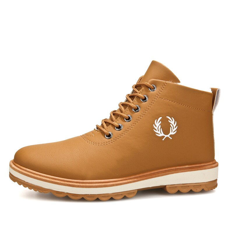 Heren vintage laarzen casual heren laarzen heren herfst werkschoenen lange sport heren zwart heren leer voor: Oranje plus katoen / 40