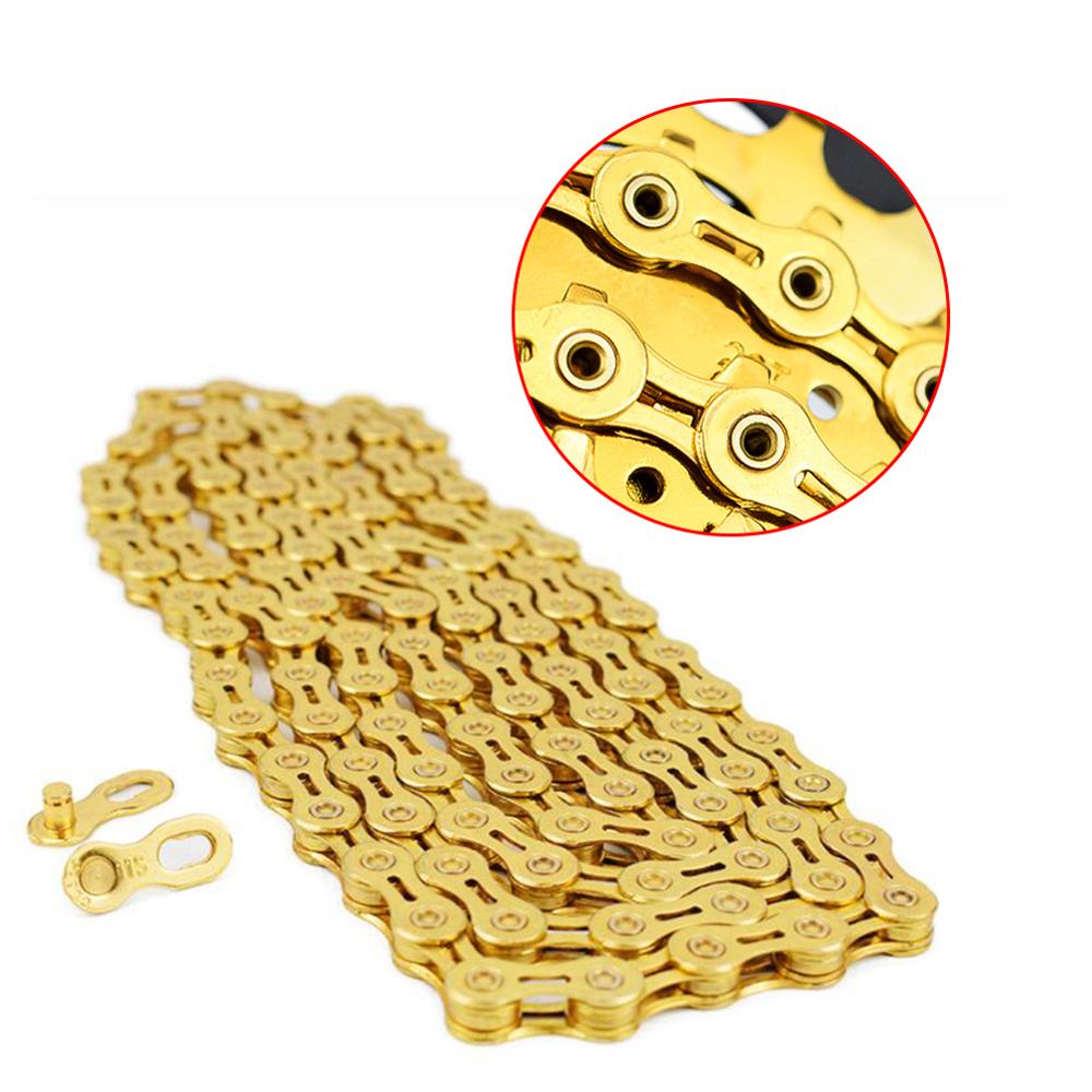Bicycle Chains 9 10 Speed Velocidade Titanium Plated Ti Gold Silver Mountain Road Bike MTB Chain Part Cycling