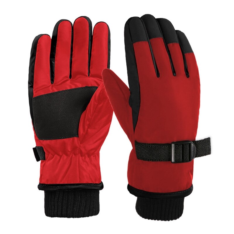 1 paio bambini sci guanti da ciclismo guanti caldi spessi impermeabili antivento sport all&#39;aria aperta guanti da Snowboard per bambini ragazze ragazzo: Rosso