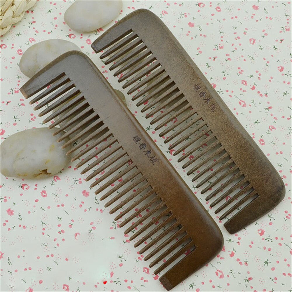 Peine para pelo de madera de sándalo anticabeza estática, peine para pelo de , cepillo con mango, masajeador, herramienta Tradicional China para corte de pelo, 1 unidad: 2