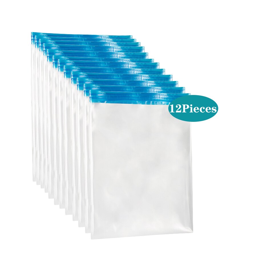 Sac de rangement sous vide transparent multi-usages, nécessaire de voyage, sacs d'emballage à Compression pour vêtements, gain d'espace, anti-poussière: 50x70cm / 12 Pieces