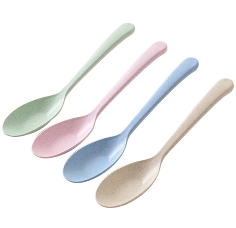 1PCS Tableware Spoon Restaurant Home Supplies Eco-Friendly Wheat Straw Spoons Kitchen Accessories Long Handle Soup Spoon