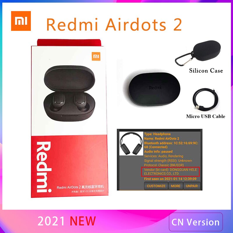 Xiaomi Redmi AirDots 2 TWS Bluetooth 5.0 Noise Reduction with Mic AI Control Redmi AirDots S True Wireless Headset