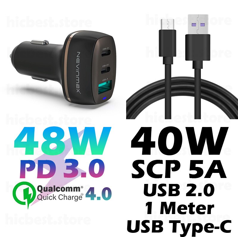 Cargador rápido de teléfono para coche, cargador de 48W PPS PD para Samsung S20 Note 20 Ultra Note10 QC 4,0 USB tipo C, para iPhone 12 SE 11 Macbook: 3