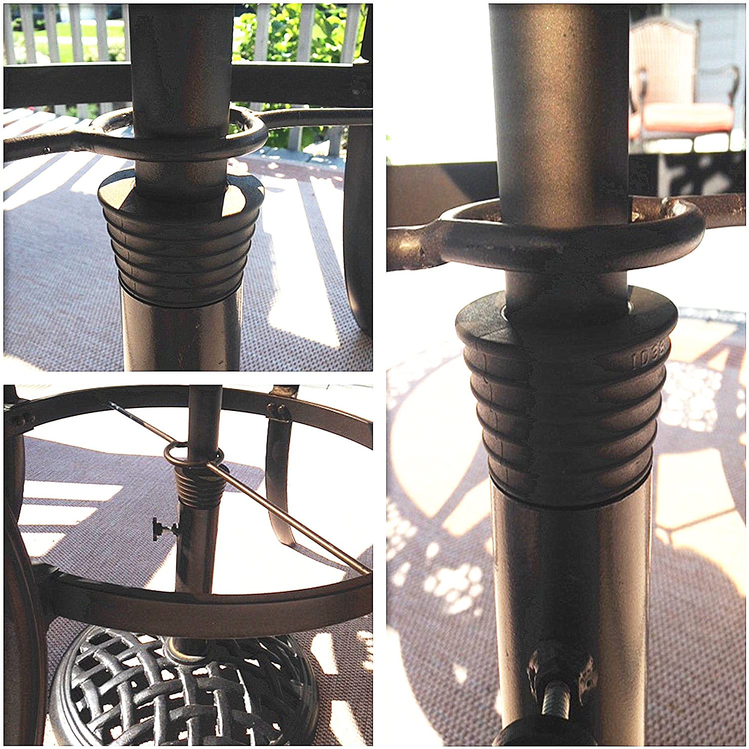 Myard paraply kegle kile til terrassebord hulåbning eller base 1.8 to 2.4 tommer, paraply stang diameter 1 1/2 med 4 huller