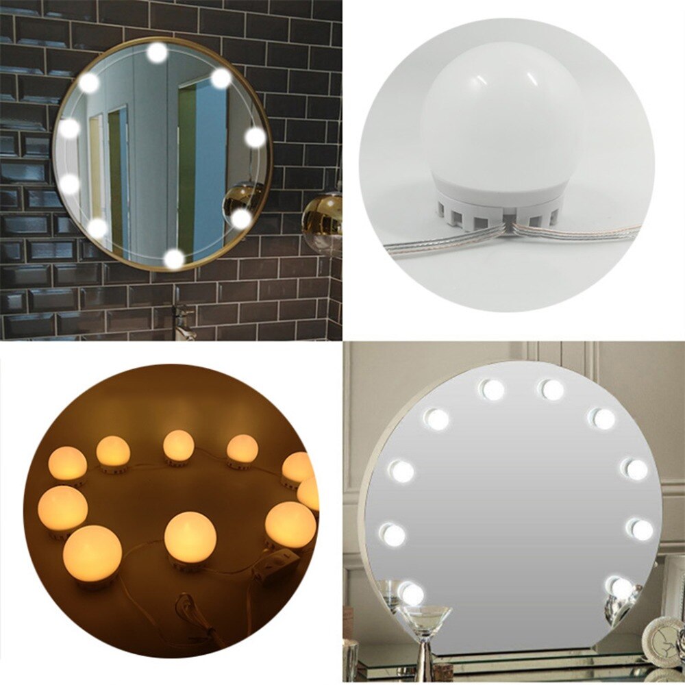 Vanity LED Mirror Light Kit For Makeup Hollywood Mirror With Dimmable Light Bulb