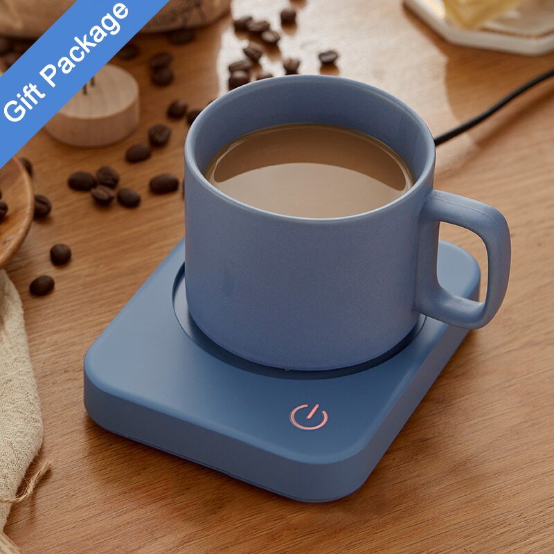 Smart kaffemugg koppvärmare för kontor hem bästa idé automatisk avstängning elektrisk dryckesvärmare värmedyna för mjölkte kakao: Kopp set (blå)