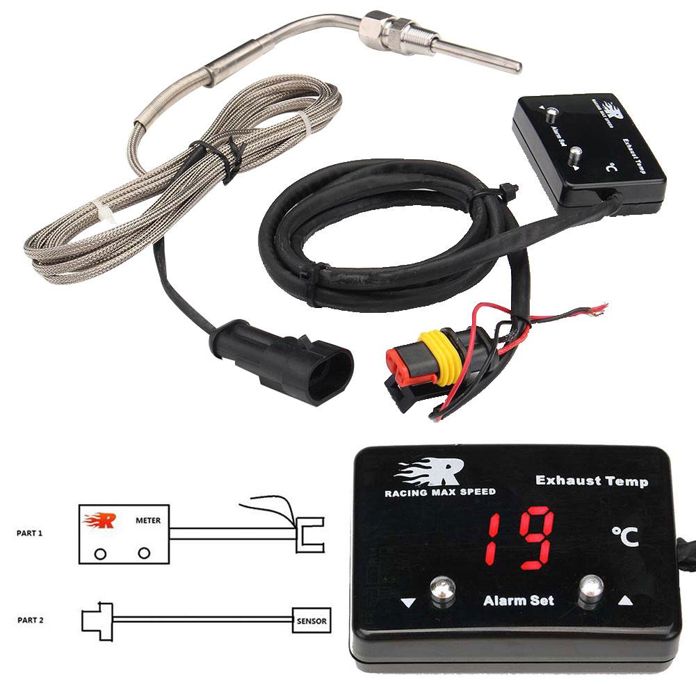 Digital bil udstødningsgas temp gauge led display egt temperaturmåler sensor bil elektrisk tilbehør