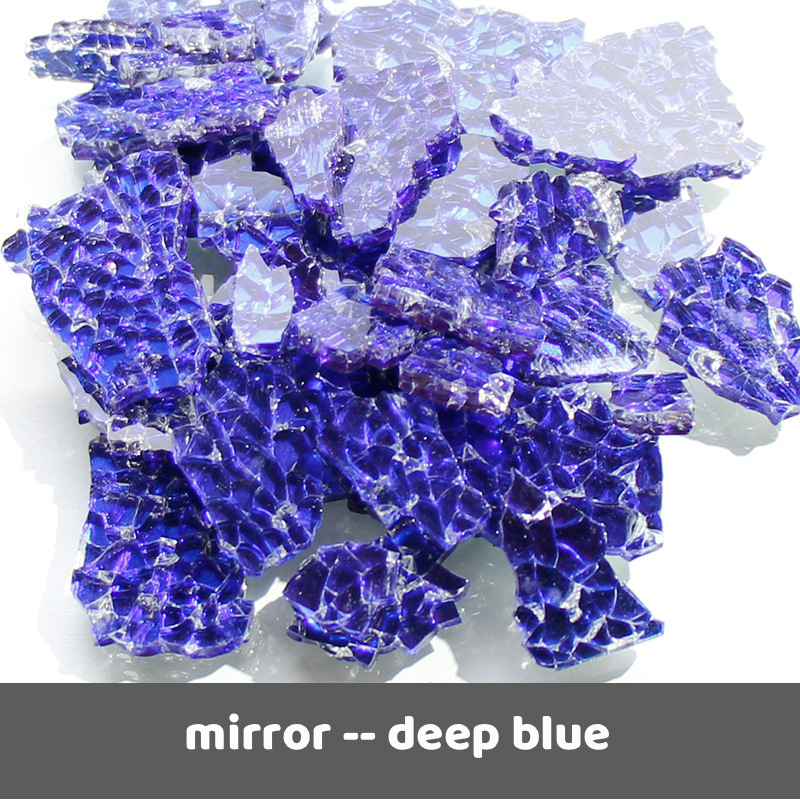120g/4,23 unzen Bunte Glas Fragmente Mosaik Fliesen Transluzenten Spiegel Gebrochen Glas Stück DIY Kunst Handwerk Riss Material: Spiegel tief Blau