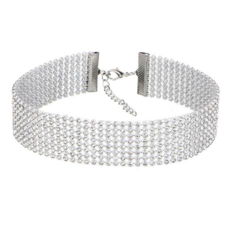 Frauen Bündeln Nacken Element Halskette extra Breite Volle Strass Diamant Kristall Schmuck Halsband Kragen Hochzeit Zubehör: 2.5cm