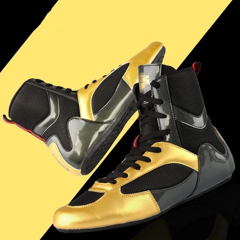 Neue Boxing Schuhe Higt Knöchel Männer Gold Licht Wrestling Schuhe Männer Atmungsaktive Boxen Stiefel Anti Slip Boxing Sneakers