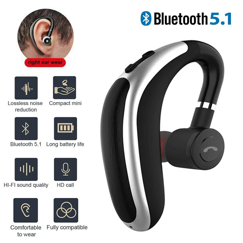 K20 Zakelijke oortelefoon Bluetooth 5.1 Oorhaak V8 Draadloze hoofdtelefoon met microfoon Handsfree bellen Headset In-ear HiFI Muziekheadset