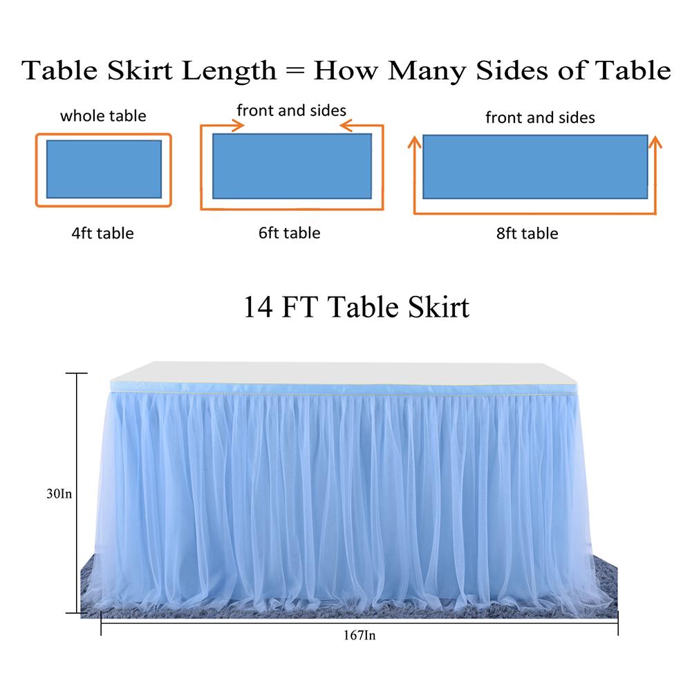 6FT 9FT 14FT Hochzeit Party Ballettröckchen Tüll Tabelle Felsen Gittergewebe Plissee Tabelle Felsen Geschirr für Heimat Hochzeit Geburtstag Party Dekoration: 9FT / tief Saphir