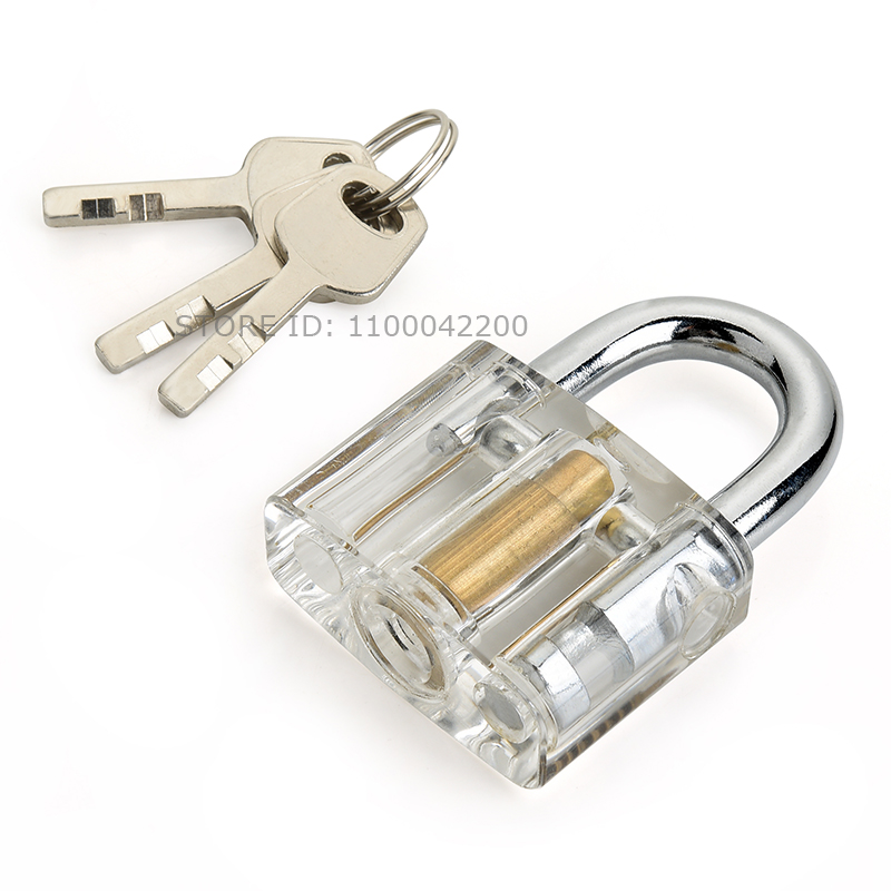 Practice Padlock Locksmith Supplies Transparent Copper Locks Training Skill Padlocks Locksmith Tool Locks Visible Lock Hardware: SKY BLUE
