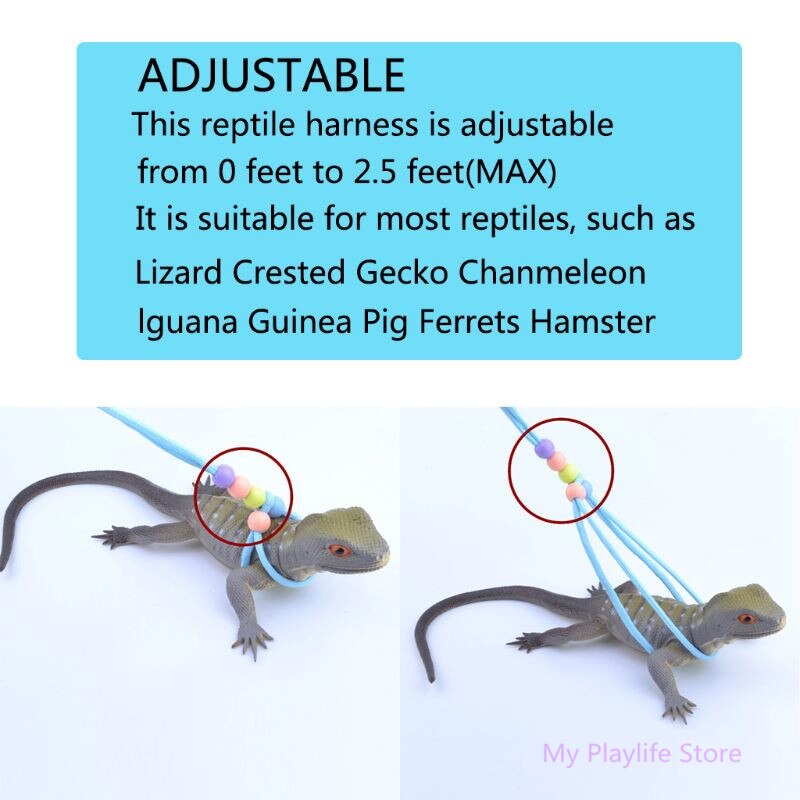 Reptile Lizard Traction Rope Luminous Belt Iguana Small Pet Leash Adjustable Harness Reptiles Amphibious Supplies