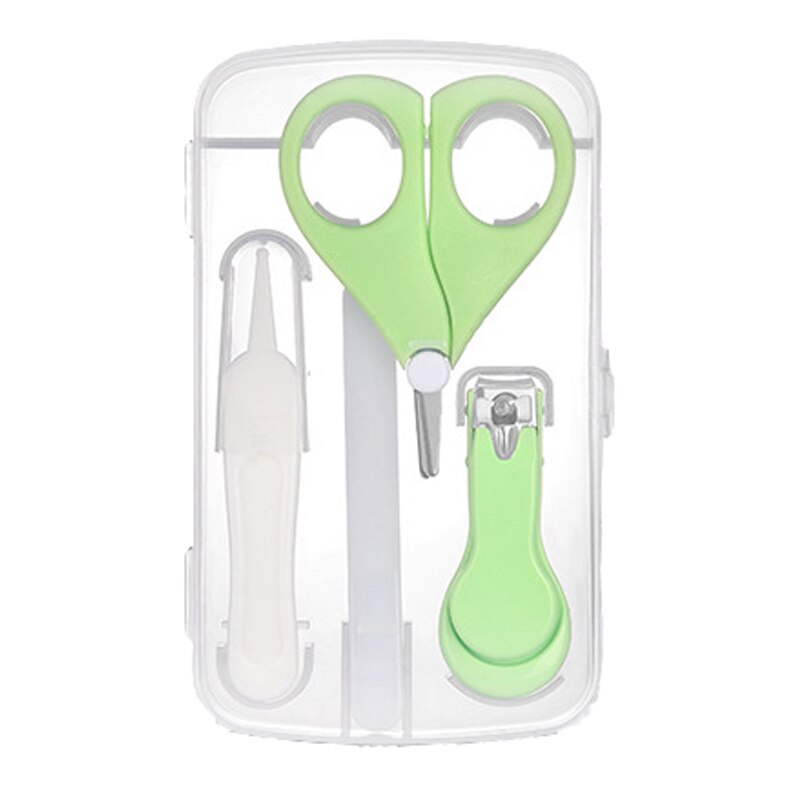 4Pcs/Set Mini Manicure Cutter Safety Multifunction Portable Short Blade Baby Care Set Nail Scissors Finger Trimmer Scissor: grass green
