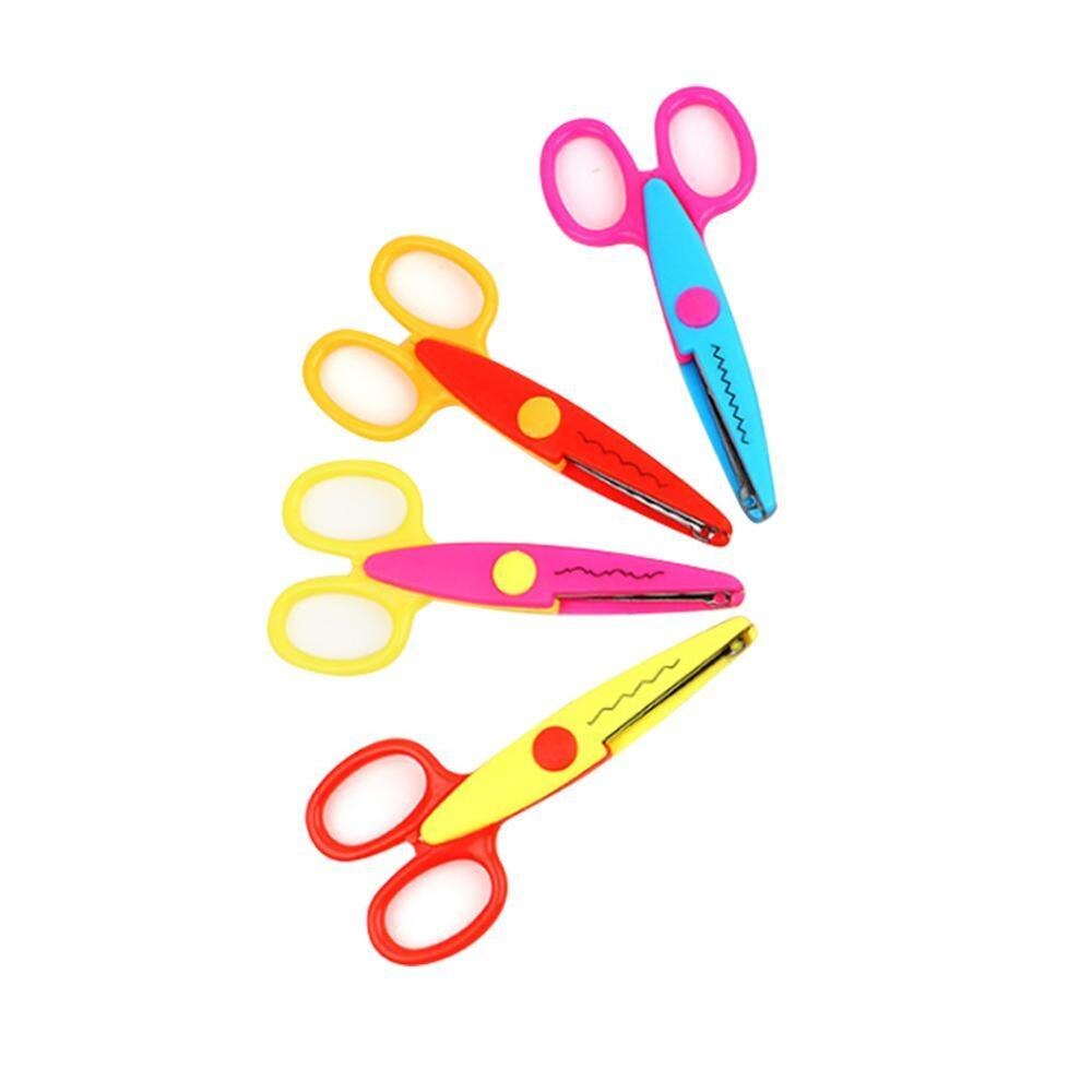 1 pcs Handmade Children DIY 6 Patterns Album Lace Scissors Lace Photo Cartoons Card Scissors Scissors Pattern X5G5: 4pcs