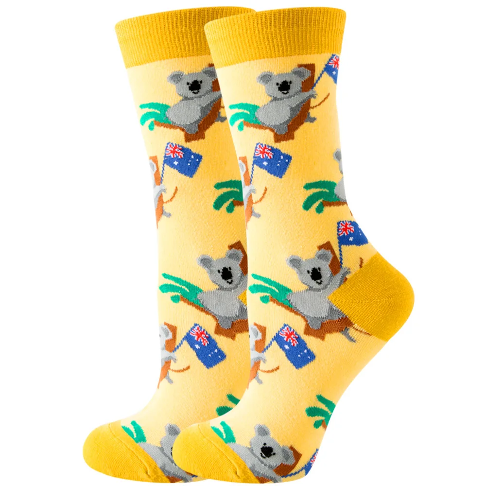 Calcetines bonitos con dibujos de animales y flores para hombre y mujer, calcetines divertidos Kawaii a la , calcetines informales felices Harajuku para otoño e invierno