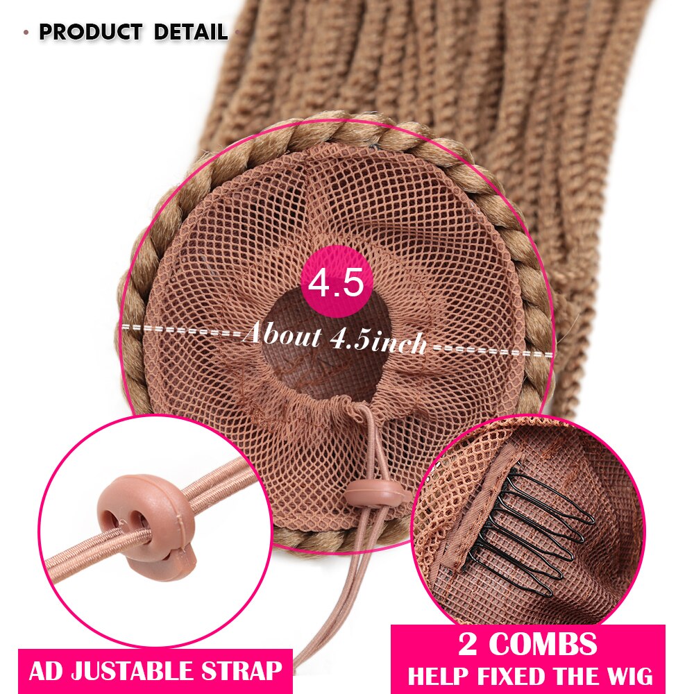 Braided Drawstring Ponytail 20''Box Braids Ponytail Bun Clip-in Afro Natural Ponytail Crochet Braided Hair Extensions for Woman