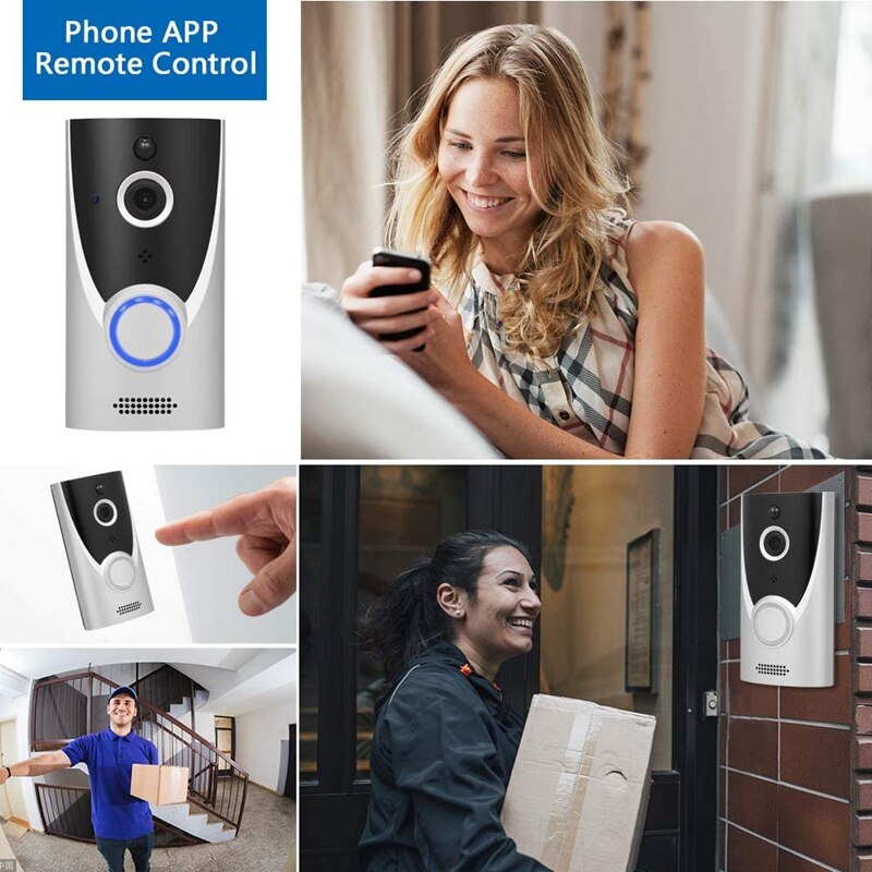 Hd Draadloze Wifi Smart Video Intercom Deurbel Camera Visuele Intercom Ip Deurbel Pir Bewegingsdetectie Deurbel Zilver