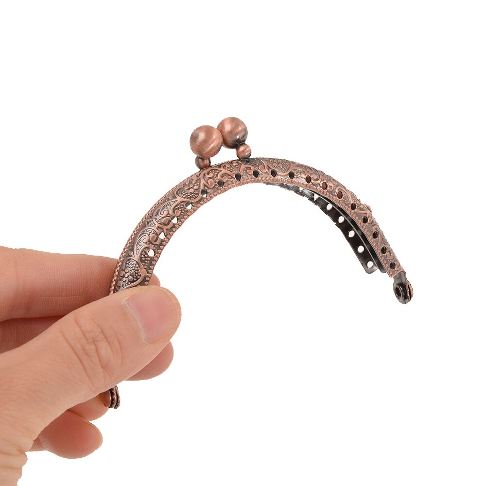 8.5cm Coin Metal Purse Frame Making Kiss Clasp Lock For Clutch Bag Handle Handbag Accessories Red Bronze Tone Bags Hardware