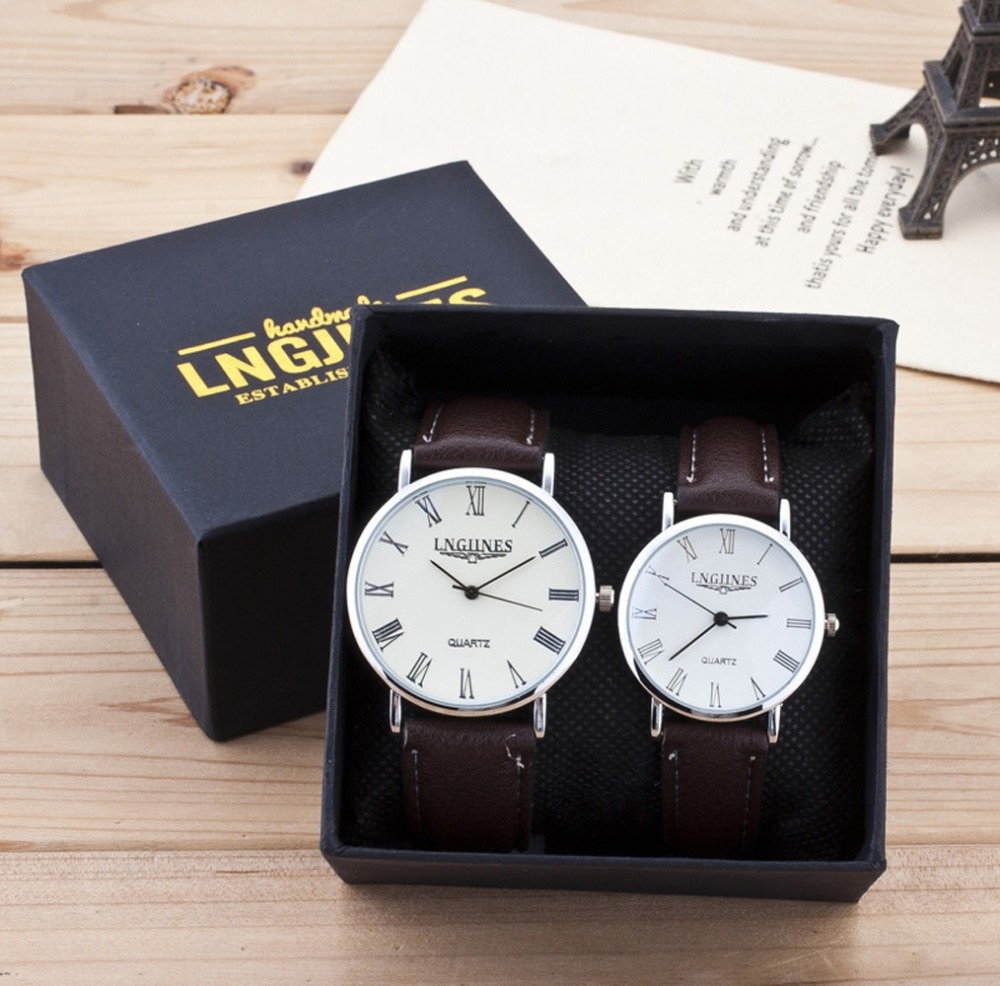 Presenteert Voor Mannen Horloges Eenvoudige Elegante 12 Romeinse Cijfers Zwart Waterdicht Paar Horloge Cadeaus Voor Mannen Klok Pareja Paar Horloges