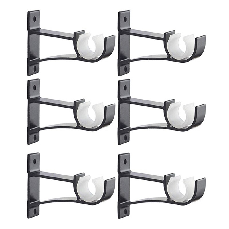 Gordijnroede beugel, dubbele heavy-duty gordijnroede houders zwart gordijnroede muur raam ophang bevestiging hardware haken, gordijnroede dubbele beugels 1 inch, set van 2