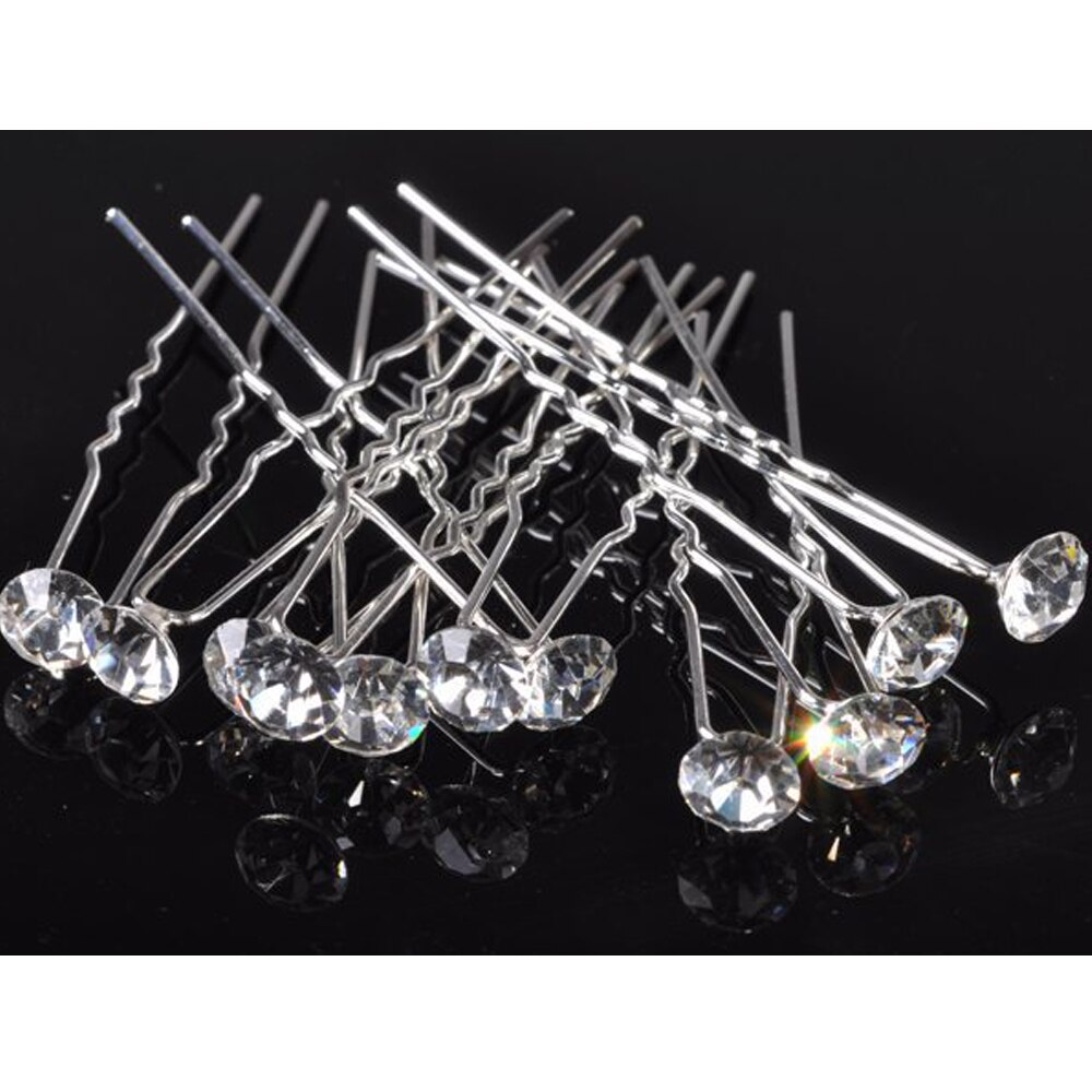 10Pcs Sliver Wedding Bridal Hair Pin Clear Crystal Rhinestone Haarspeld Clips Vrouwen Haar Sieraden Clip Tool Gratis