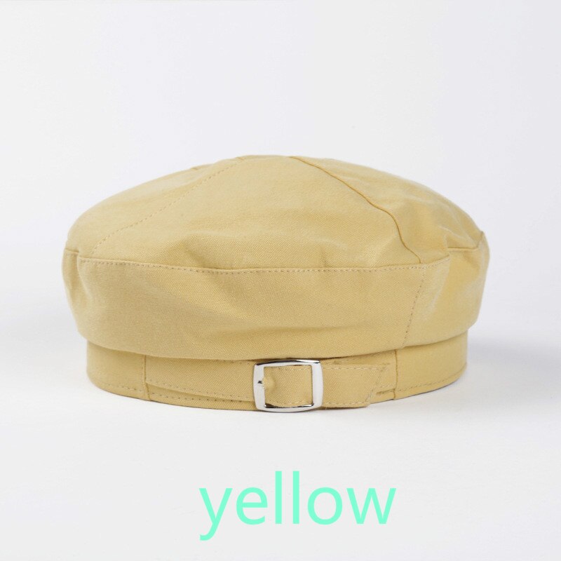 Boina de verano para mujer, día fino de verano, 100 pieza de gorro Octagonal negro, sombrero de pintor de arte Retro británico: Amarillo