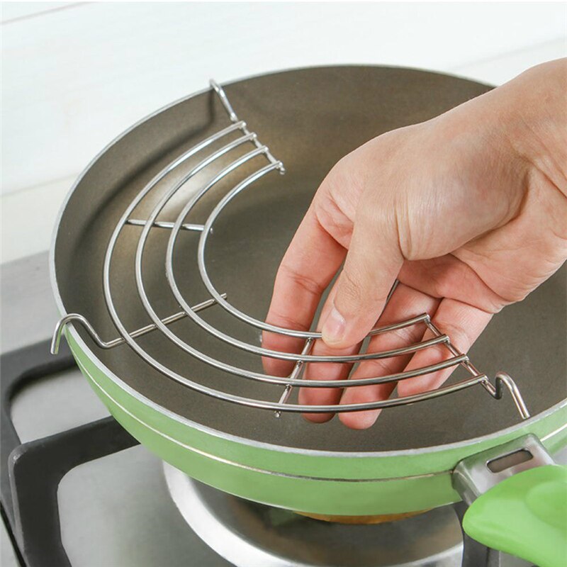 Escurridor de aceite semicircular de acero inoxidable, soporte para filtro de aceite de cocina, para freír patatas fritas, pollo frito, pierna, albóndigas