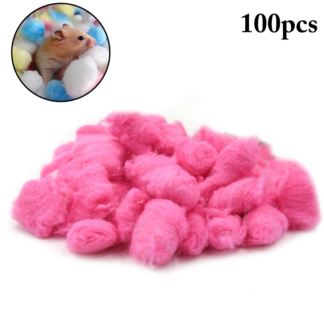 50PCS/100PCS Hamster Cotton Balls Winter Warm Hamster Nesting Material Colorful Cute Mini Balls Small Pet Cage Accessories: 100PCS pink