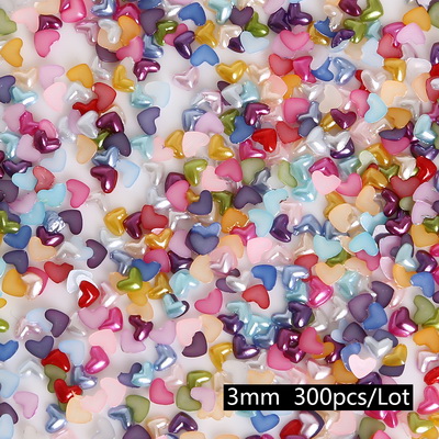 50/100/200/300Pcs/lot heap imitation white plastic half pearl heart beads 3/4/6/8/10/12mm flatback cabochon Scrapbooking Crafts: 3mm  300pcs