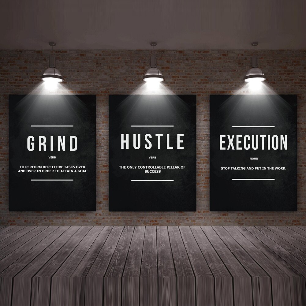 Grind Hustle Uitvoering Wall Art Canvas Prints Kantoor Decor Motivatie Moderne Art Ondernemer Motivatie Schilderen Foto &#39;S